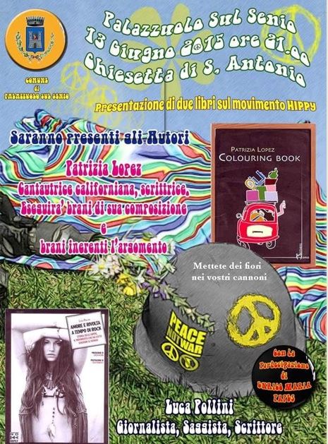 Locandina presentazioni libri sugli Hippy a Palazzuolo