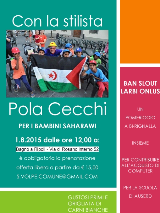 Locandina della giornata pro saharawi con la stilista Pola Cecchi