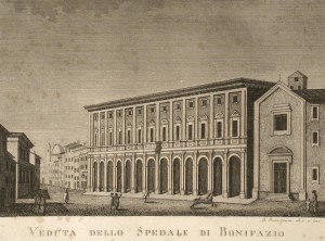 Un'antica veduta dell'ex Spedale di Bonifazio ora sede della Questura di Firenze