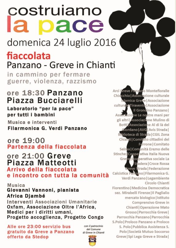 Locandina fiaccolata 'Costruiamo la pace' a Panzano
