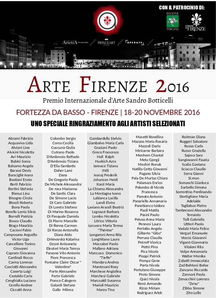 Arte Firenze 2016: Premio Internazionale Sandro Botticelli alla Fortezza da Basso
