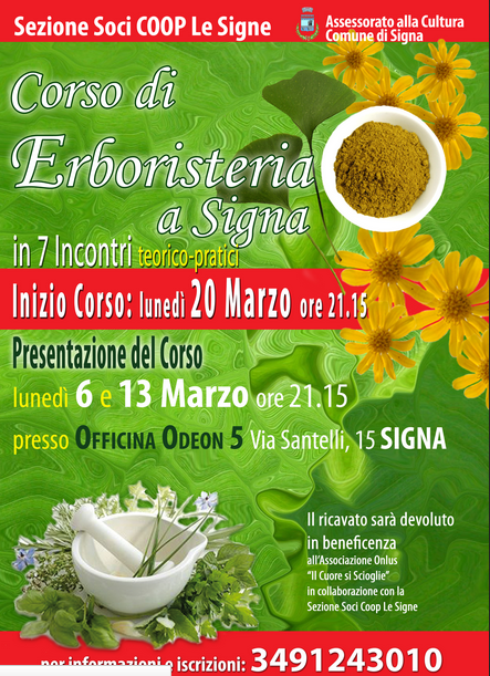 Locandina corso di erboristeria a Signa