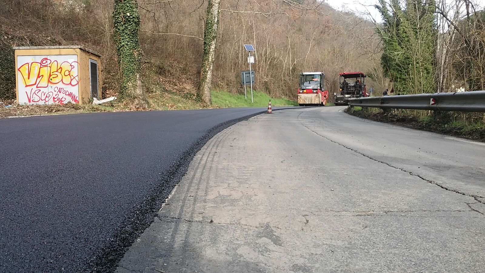 I lavori in via Guido Monaco a Reggello