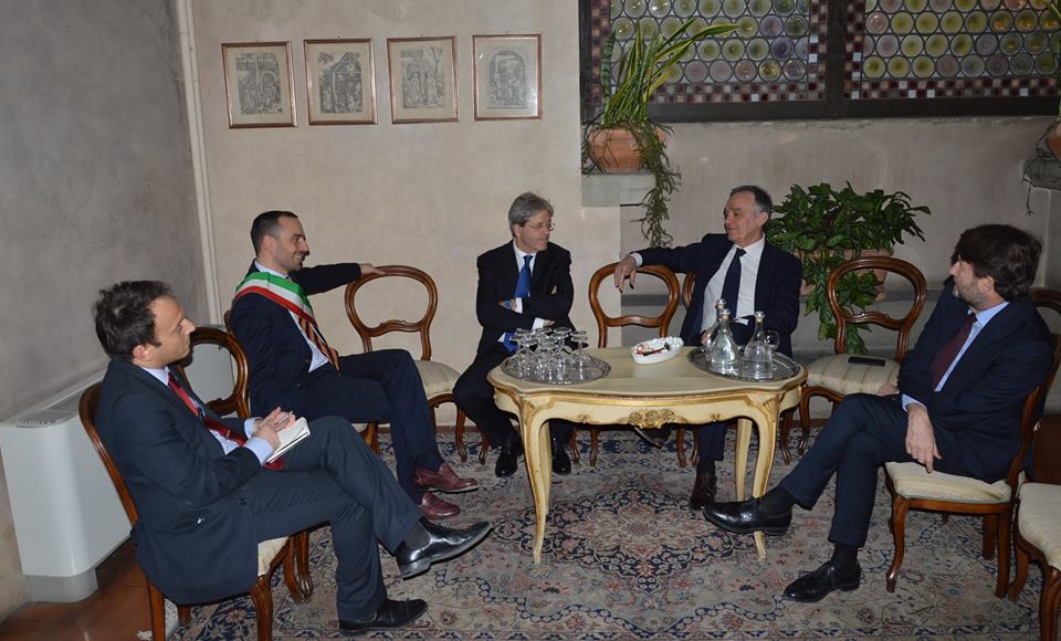 Gentiloni e Franceschini in visita a Pistoia (fonte foto comunicato stampa)