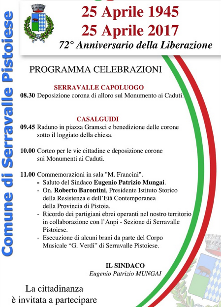 Programma 25 aprile di Serravalle Pistoiese