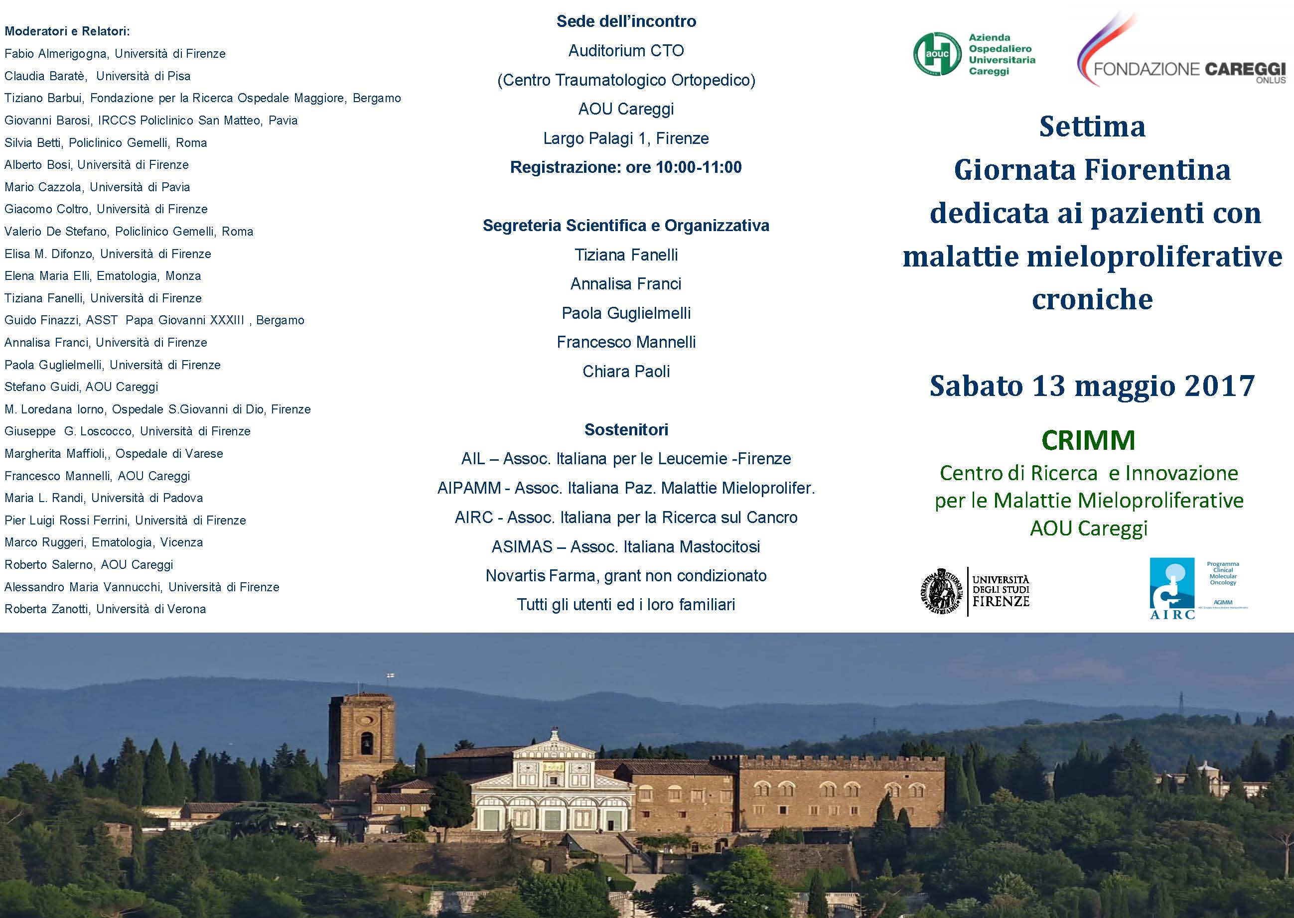 Settima Giornata Fiorentina dedicata ai pazienti con malattie mieloproliferative croniche
