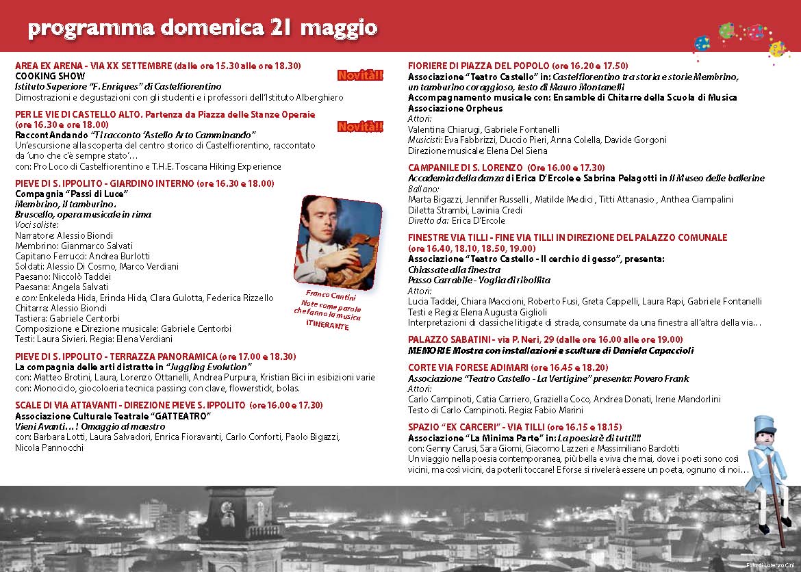 Programma evento a Castelfiorentino In/Canti e Banchi