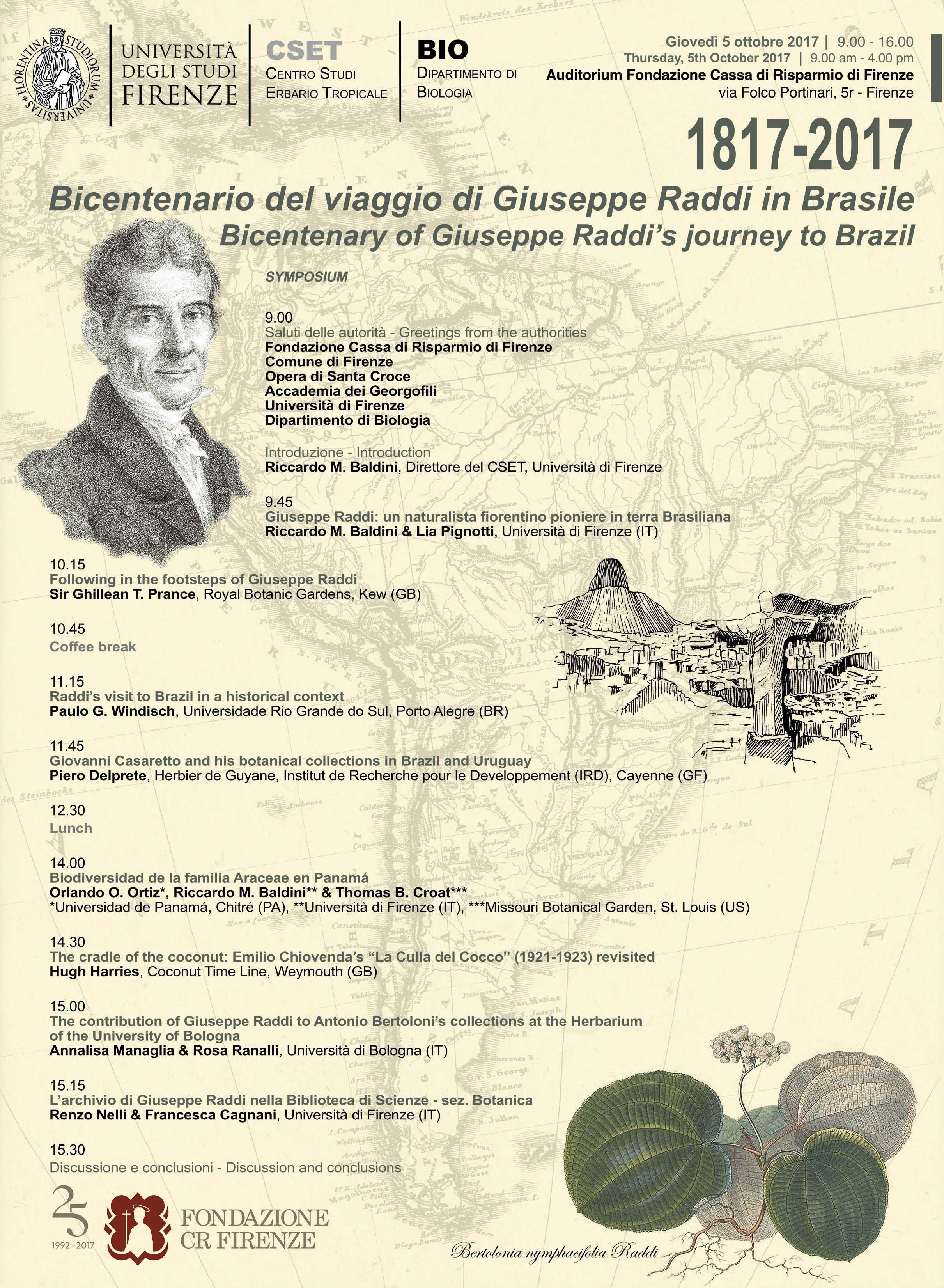 Unifi - Convegno: 1817-2017 Bicentenario del Viaggio di Giuseppe Raddi in Brasile