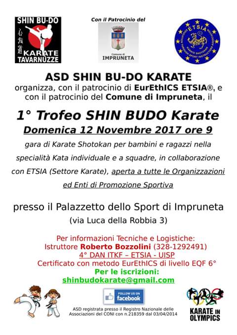 Primo Trofeo Shin Budo Karate domenica 12 novembre