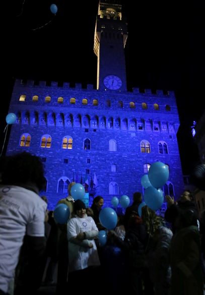 Palazzo Vecchio colorato di blu