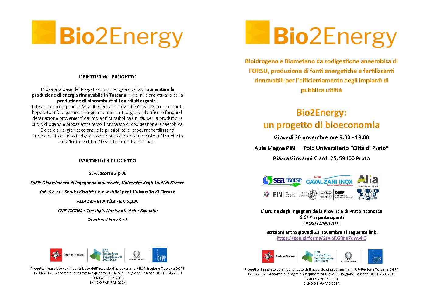 Locandina Convegno Bio2Energy: un progetto di Bioeconomia