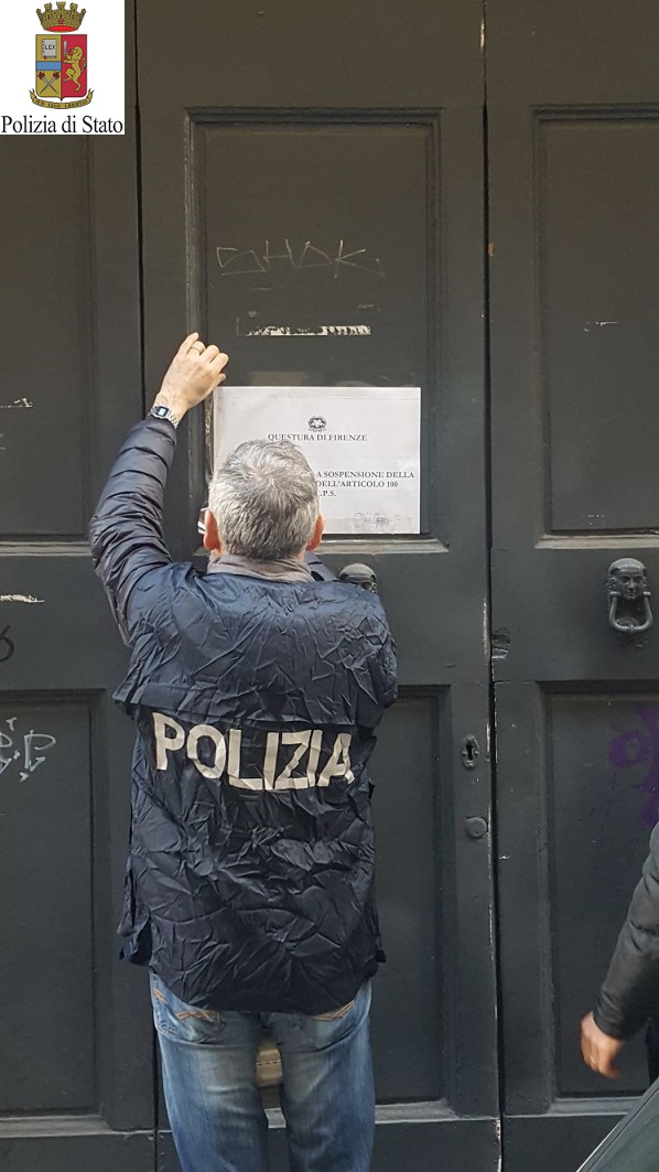 Il Questore di Firenze sospende per 30 giorni l’attivita' di un locale di via dei Pandolfini 