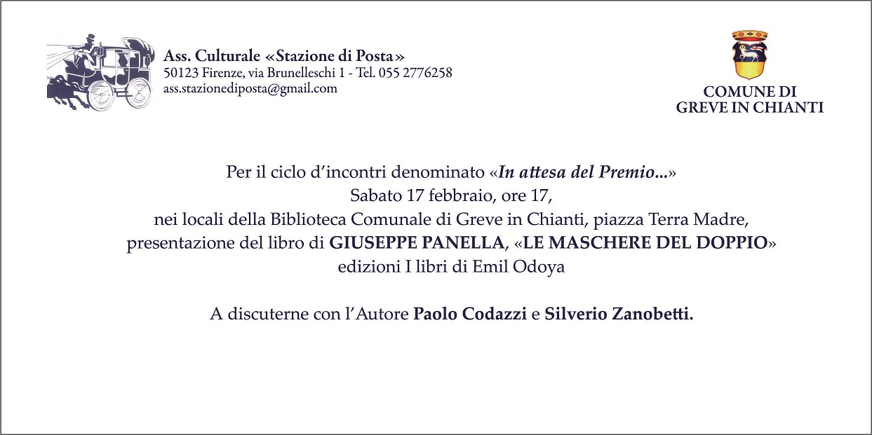 L'invito per la presentazione de 'Le maschere del doppio'