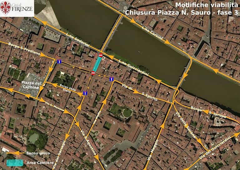 Mappa modifiche viabilita' piazza Nazario Sauro