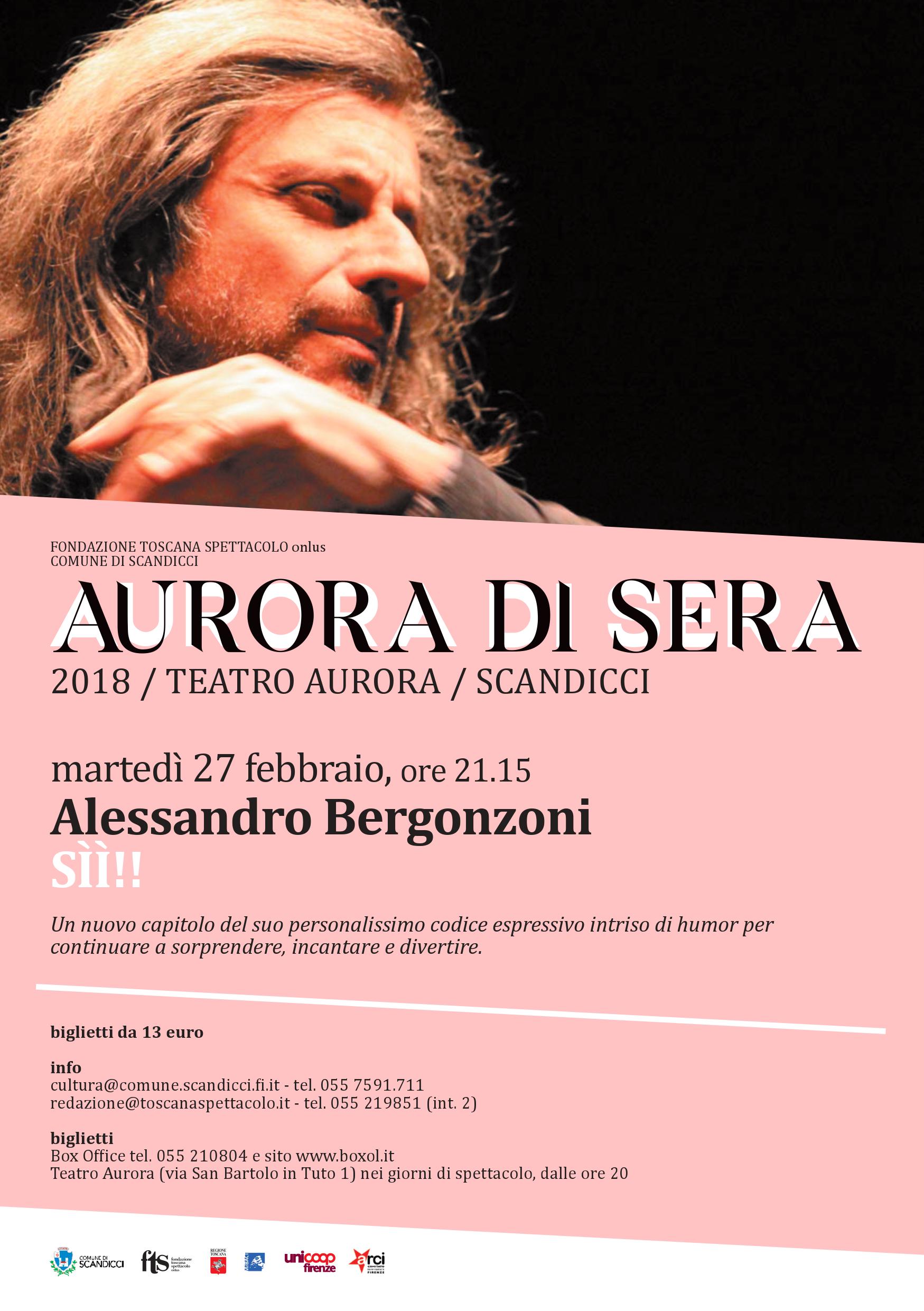 Scandicci. Teatro, per AuroradiSera Alessandro Bergonzoni con Sii