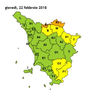 Allerta per neve sulla Toscana il 22 febbraio