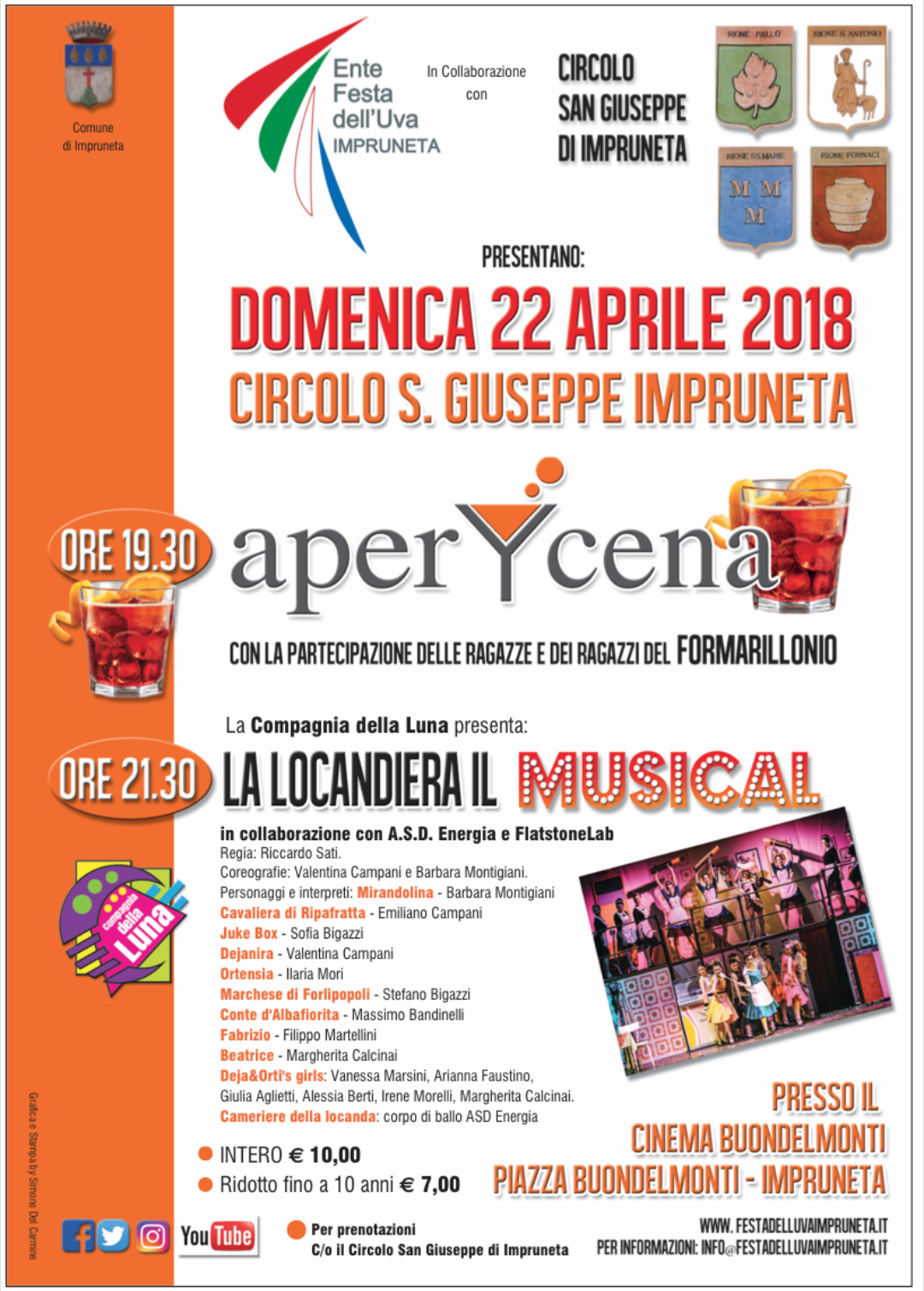 Apericena del ForMariLloNio e musical La Locandiera il 22 aprile al Circolo San Giuseppe