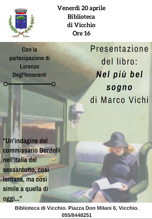 Locandina presentazione libro Marco Vichi a Vicchio 