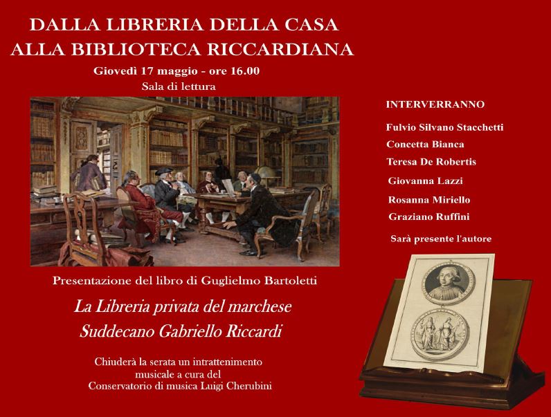 Invito alla presentazione del libro "Dalla Libreria della Casa alla Biblioteca Riccardiana"