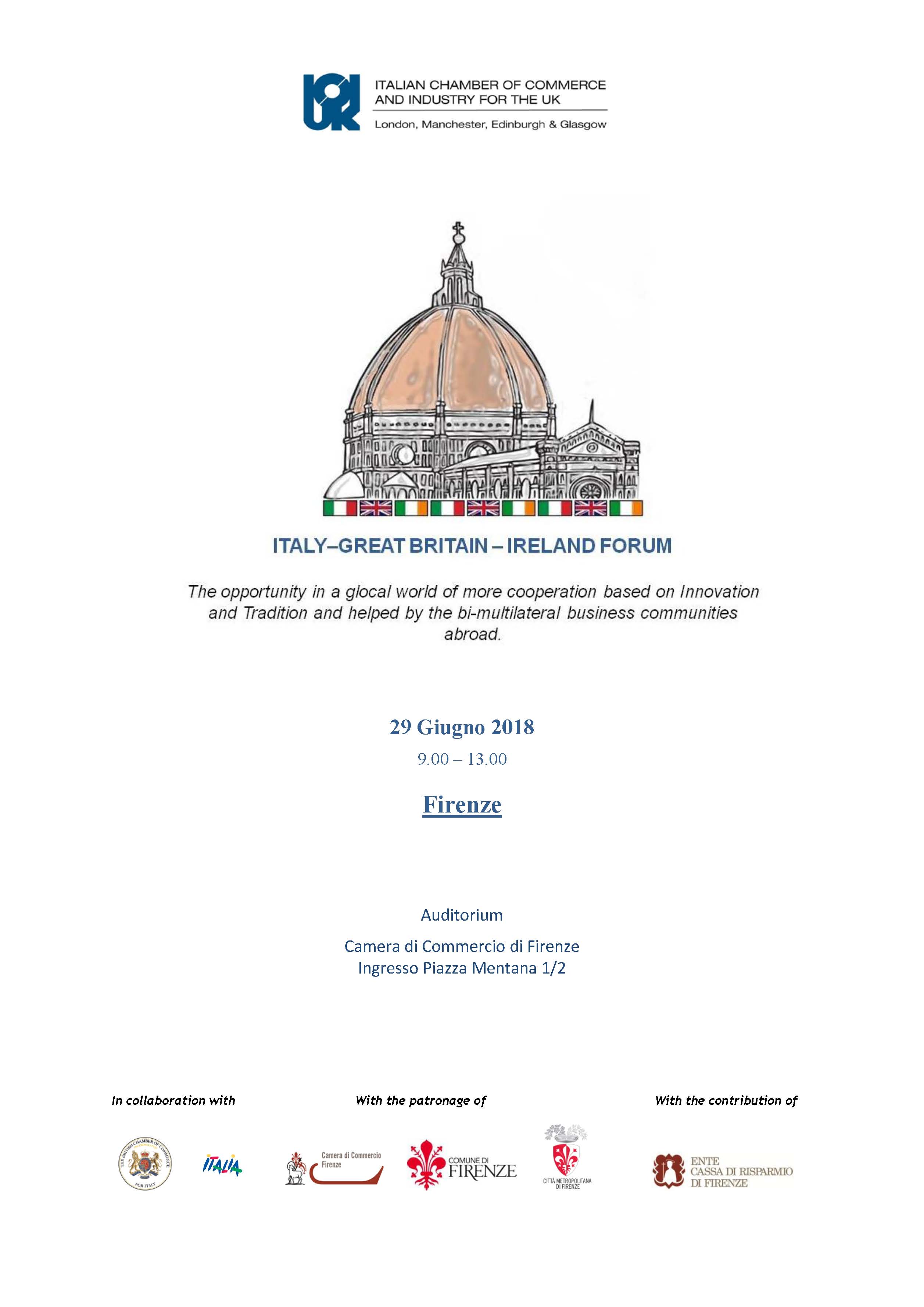 Italy, Great Britain and Ireland Forum alla Camera di Commercio di Firenze 