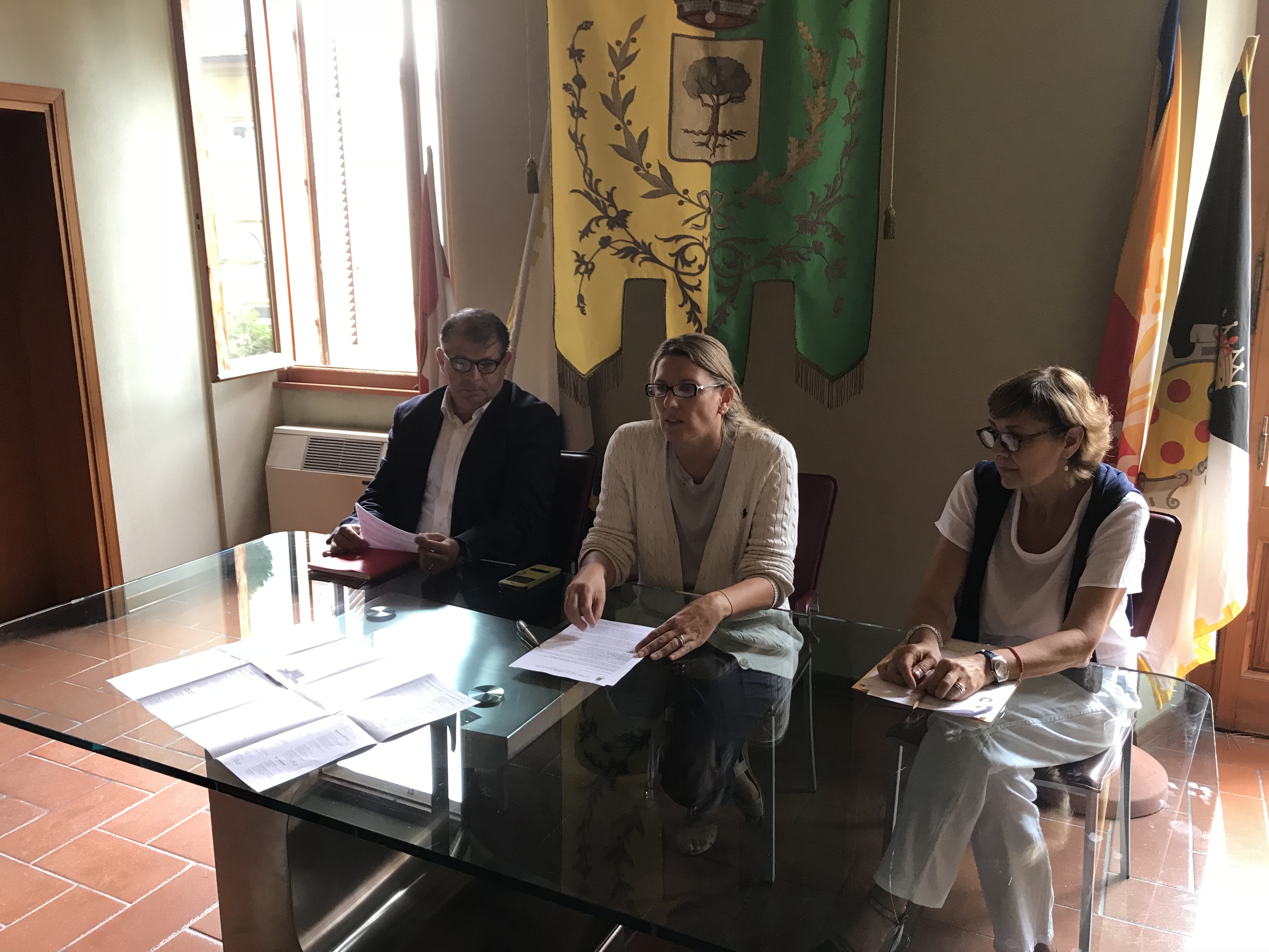 Conferenza stampa su scuola da sn. Stefano Torre; Simona Rossetti e Mariangela Castagnoli