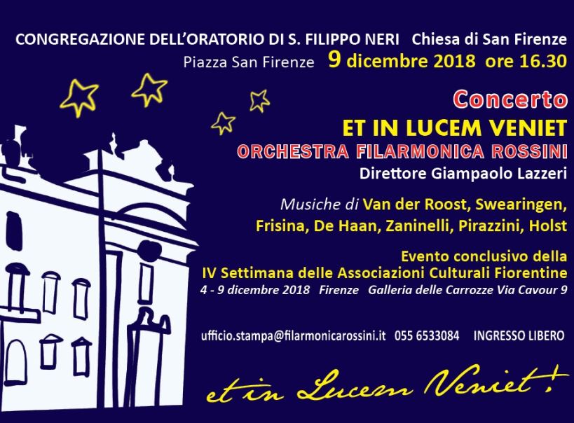 Locandina concerto Filarmonica Rossini per l'Immacolata