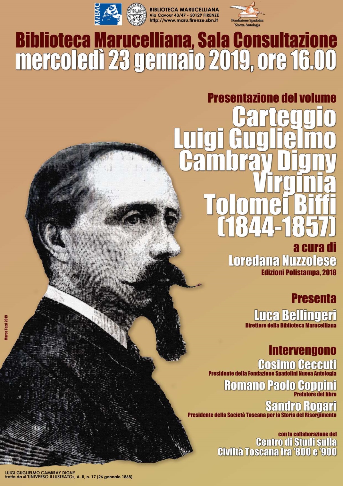 Libri. Primo volume del carteggio fra Luigi Guglielmo Cambray Digny e la moglie Virginia Tolomey Biffi