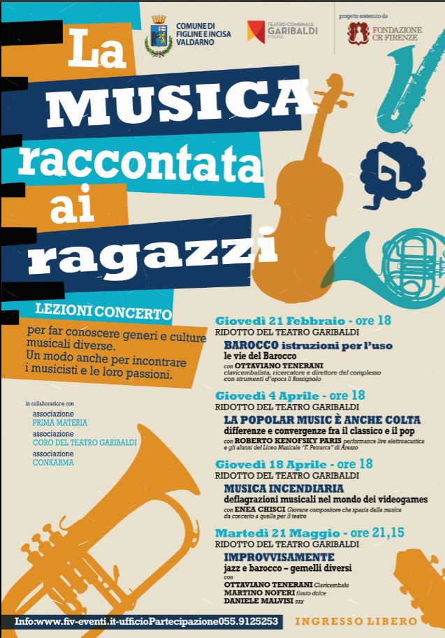 Il manifesto delle lezioni di musica al Teatro garibaldi di Figline( foto da comunicato)