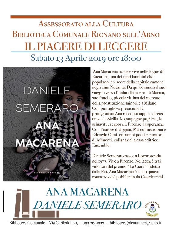 Il Piacere di Leggere Ana Macarena di Daniele Semerano ( immagine da comunicato)