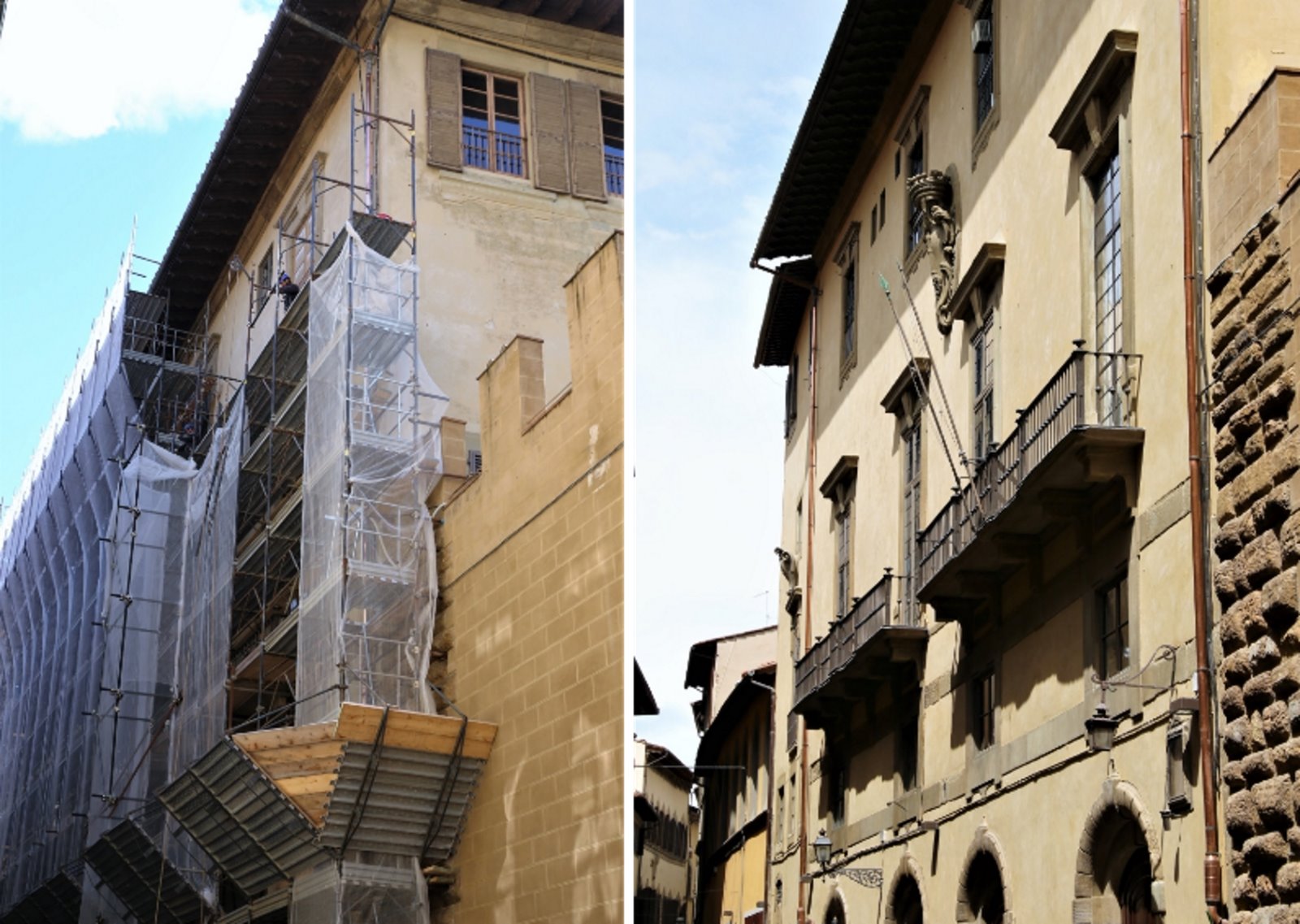 Le facciate di via dei Ginori prima e dopo gli interventi di restauro conservativo (foto di Antonello Serino, Ufficio Stampa - Redazione di Met)