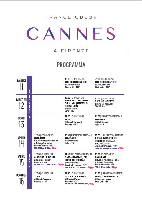 Cannes a Firenze il Programma (immagine da comunicato)