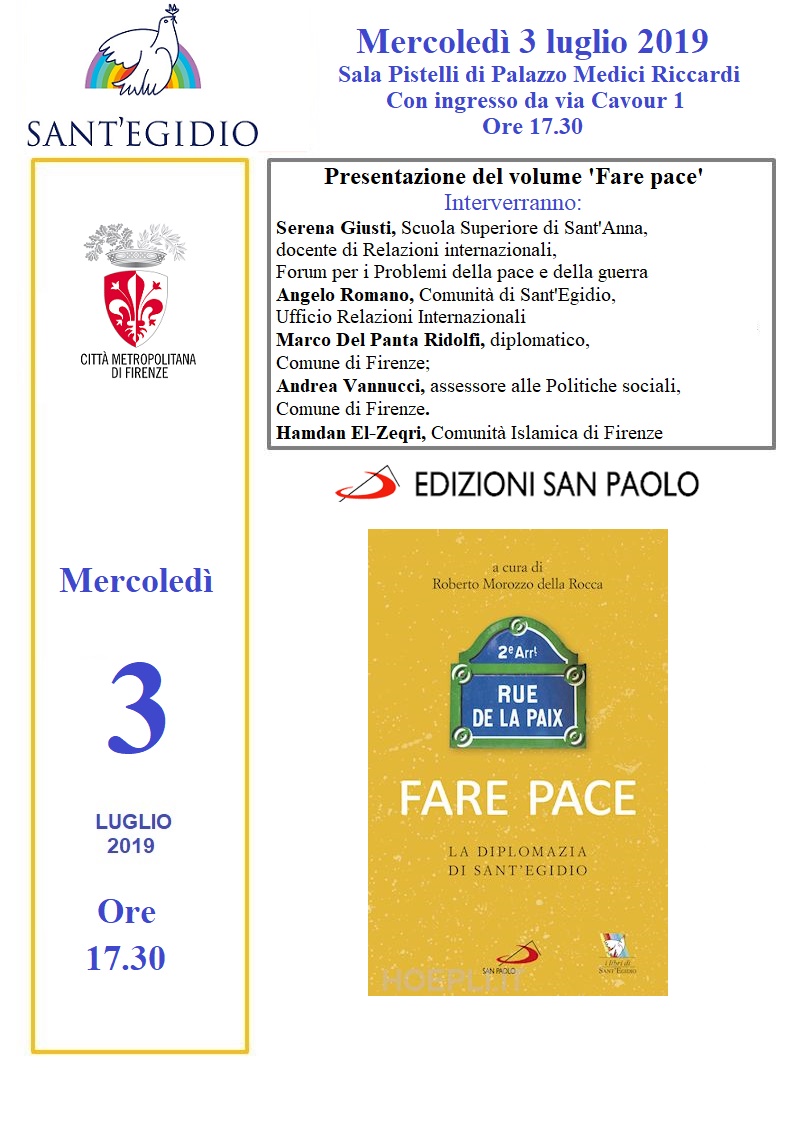 La locadina della presentazione di 'Fare pace'