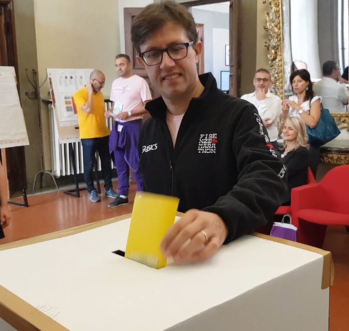 Il Sindaco Dario Nardella vota in Palazzo Medici Riccardi per il rinnovo del Consiglio della Citt Metropolitana di Firenze