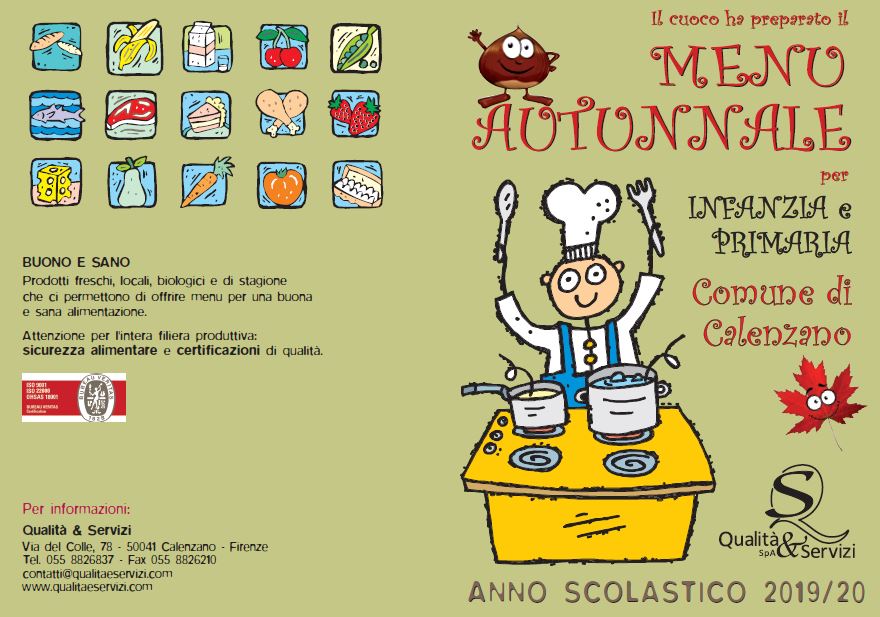 Depliant menu' autunnale nelle scuole di Calenzano