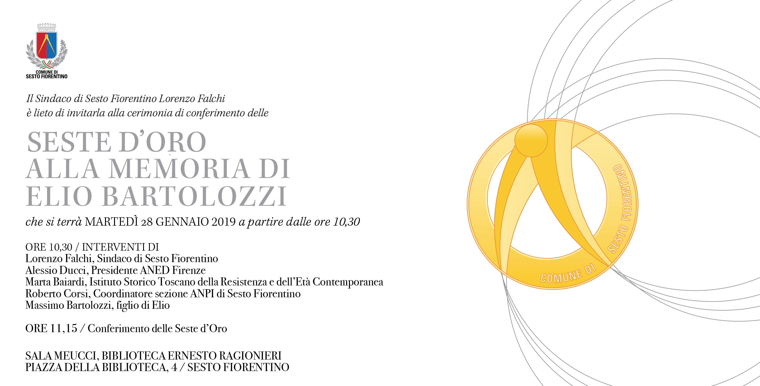 Conferimento delle Seste d'oro alla memoria di Elio Bartolozzi - locandina