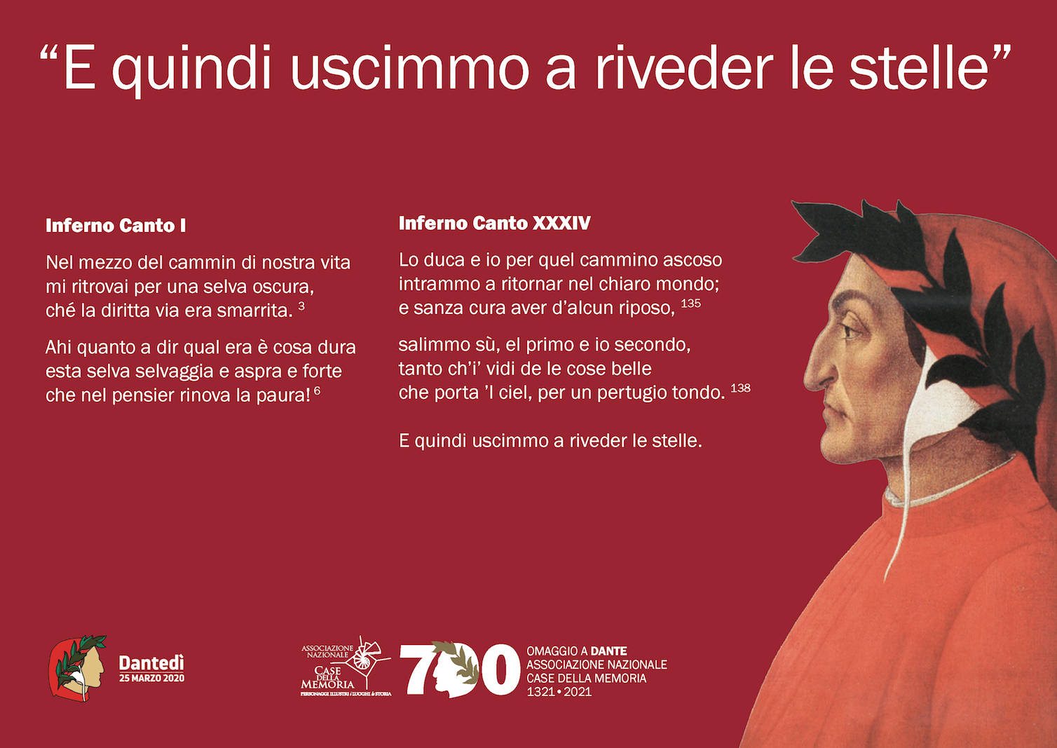 Le Case della Memoria partecipano al Dantedì del 25 marzo
