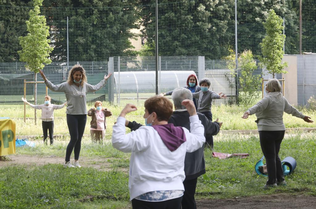 Fitness all'aperto nel giardini pubblici di Firenze
