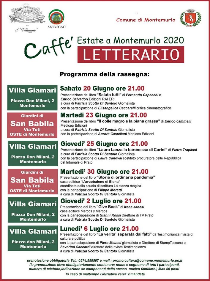 Locandina Caffe' letterario a Montemurlo