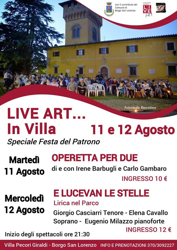 Live Art in Villa 11 e 12 agosto