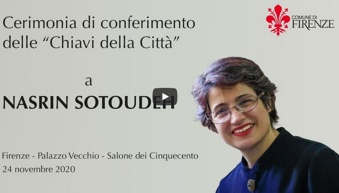 Slide consegna a A Nasrin Sotoudeh delle Chiavi della citta' di Firenze