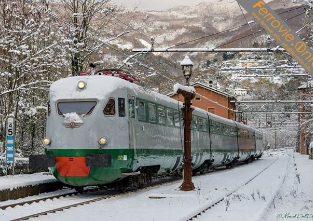 Immagine di treno sotto la neve dal sito ferrovie.info