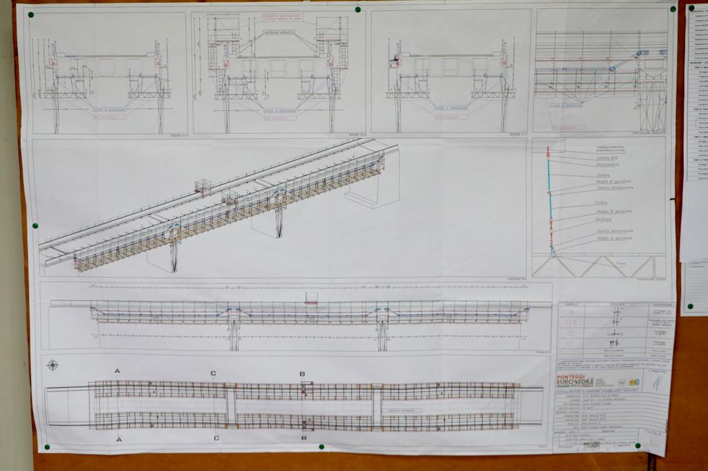 I disegni per il cantiere sul Ponte di Marcignana