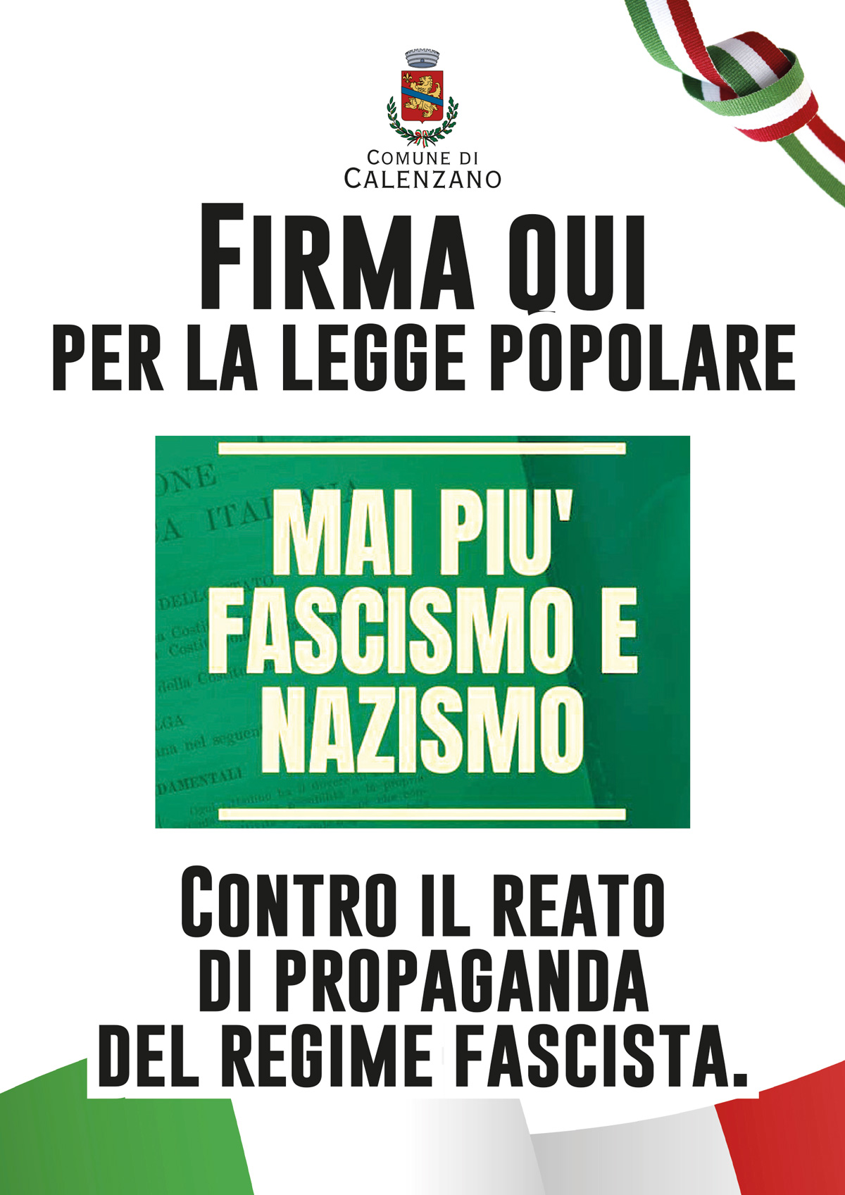 Campagna raccolta firme antifascista, locandina