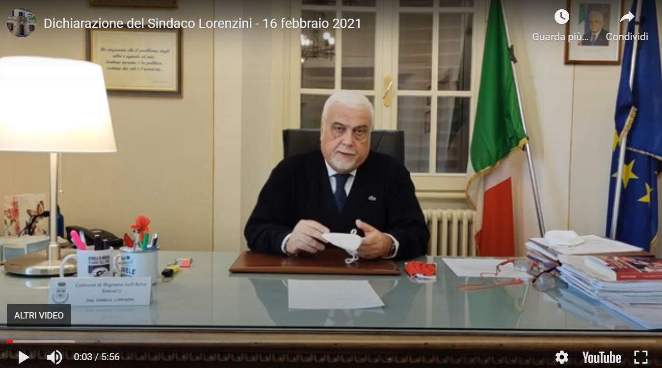 Sindaco Lorenzini (frame video comunicato)