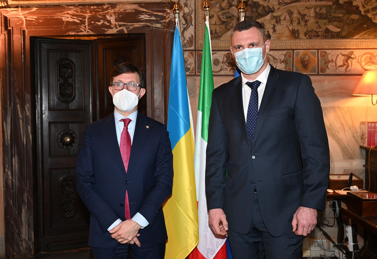 Dario Nardella e ambasciatore dell'Ucraina in Italia Yaroslav Melnyk