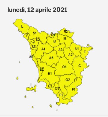 Rischio idrogeologico sulla Toscana il 12 aprile