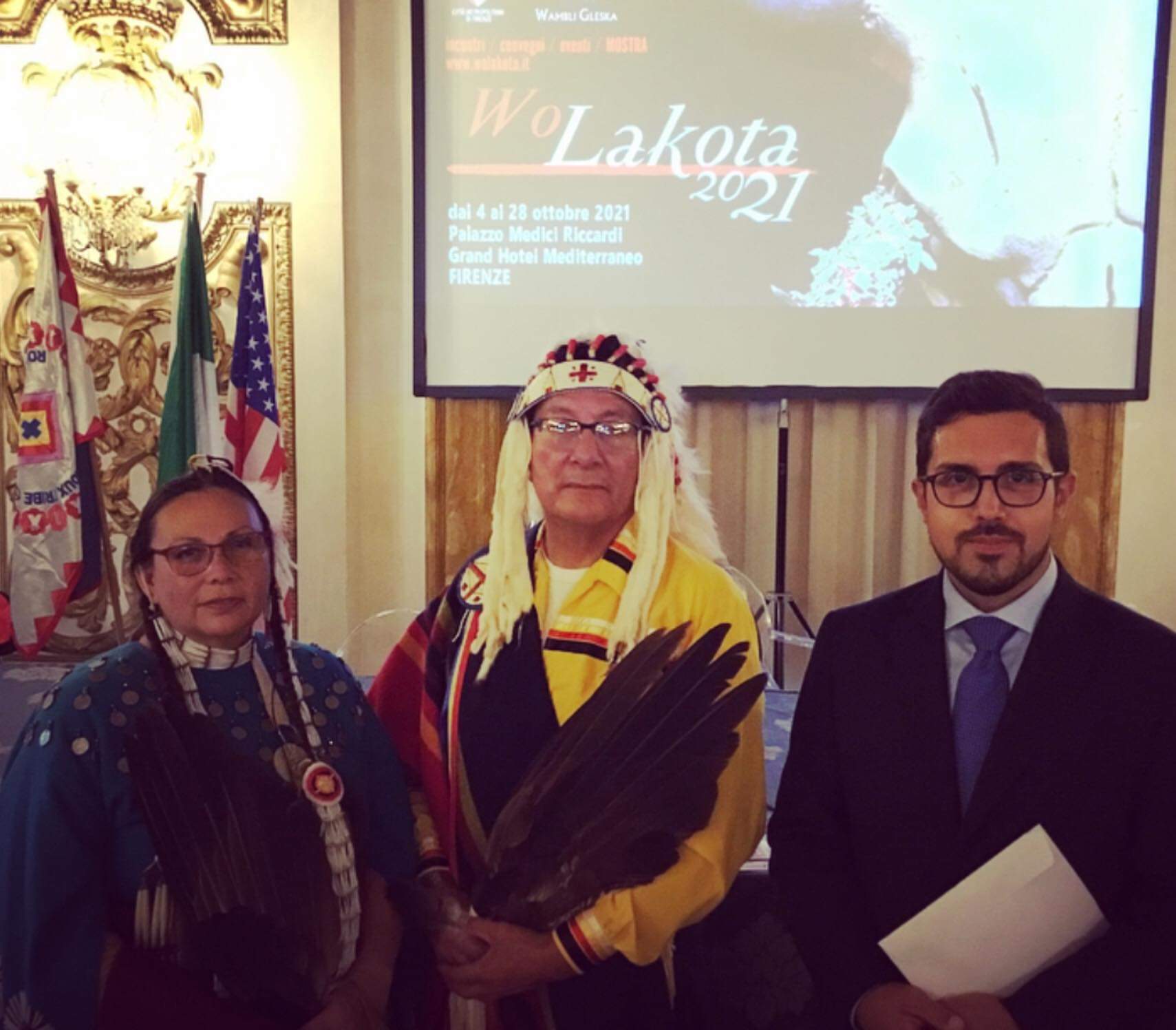 Paolo Gandola con alcuni rappresentanti dei Lakota Sioux