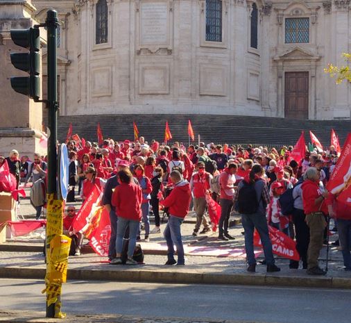 Arrivo dei manifestanti in Piazza San Giovanni, fotoAntonio Morelli