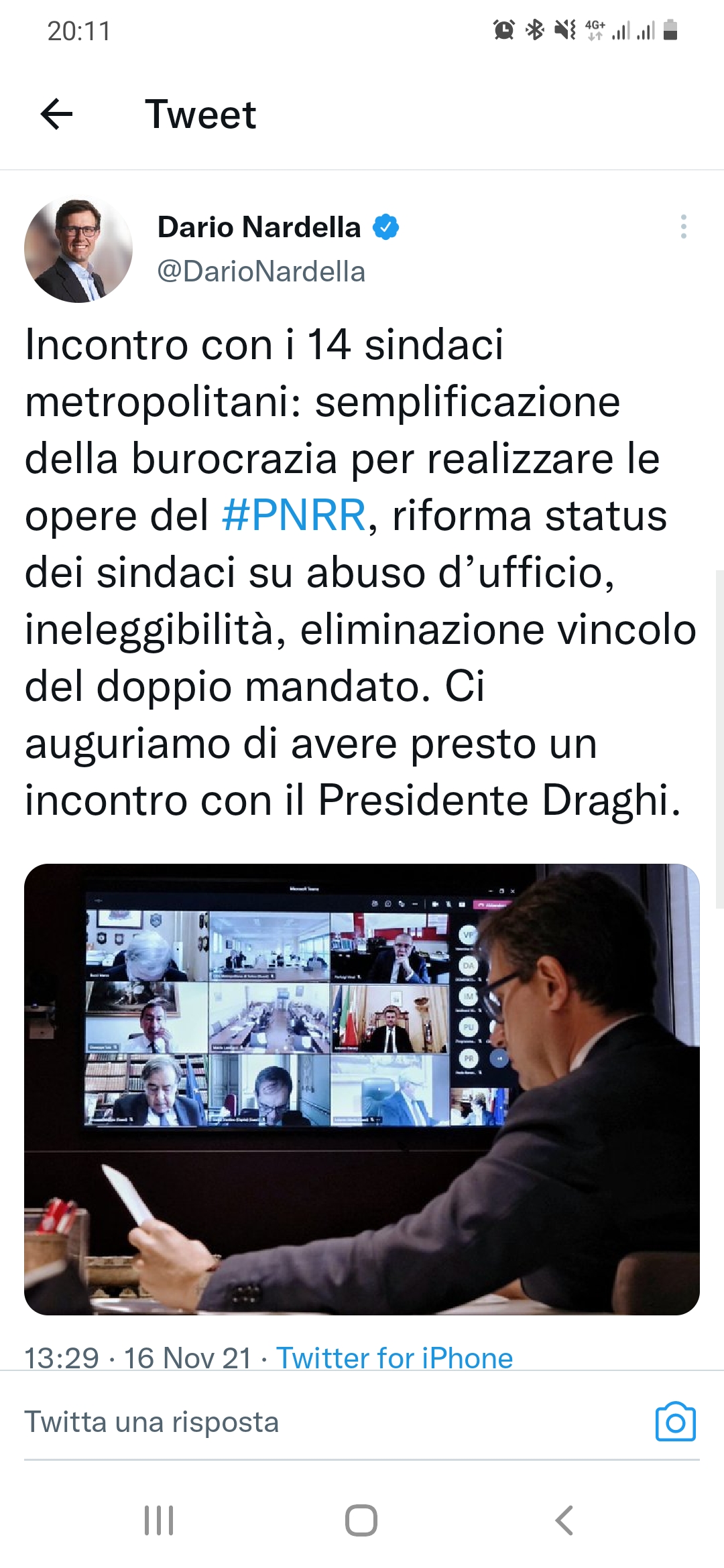 Il tweet di Dario Nardella