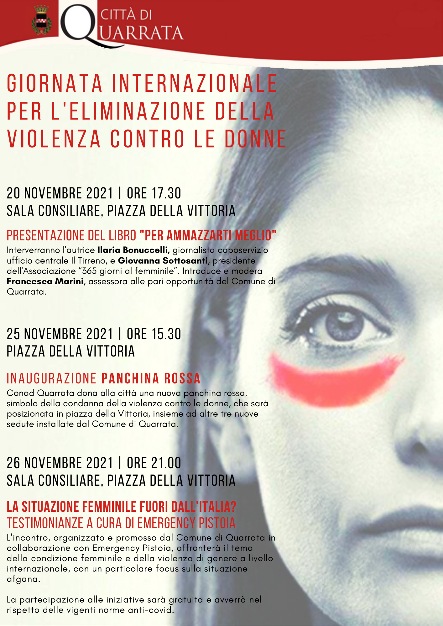 Locandina giornata internazionale per l'eliminazione della violenza contro le donne